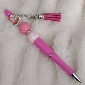 Pink Beaded Easter Basket Pen with Tassel